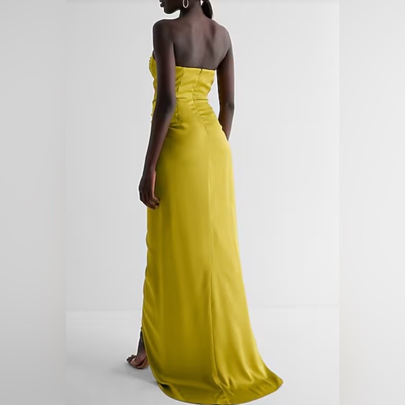 Express Women’s 2 Pink Satin Strapless Corset Gown Dress XS Formal Slit - Picture 7 of 16